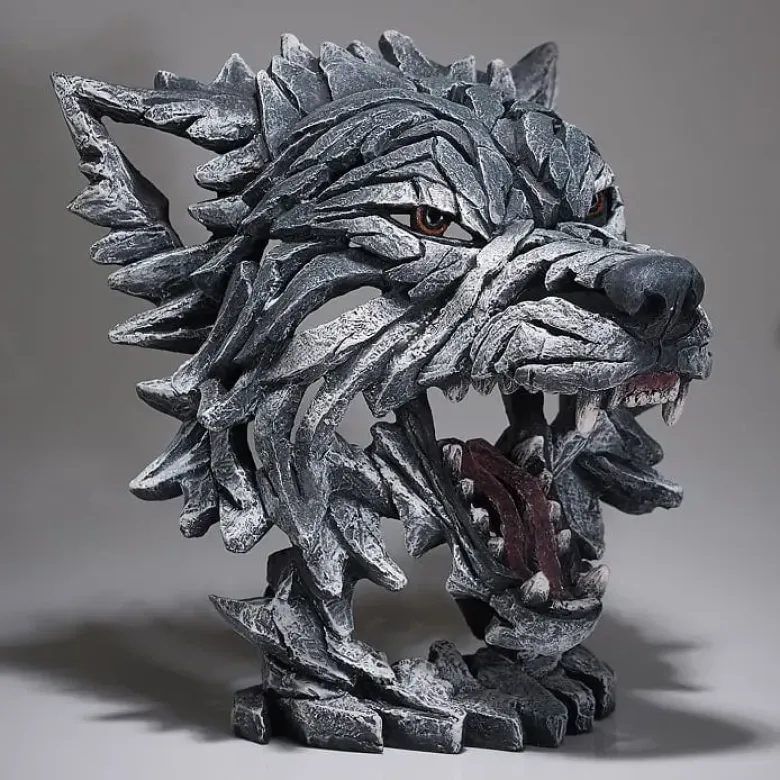 Edge Sculpture Wolf Bust - Grey