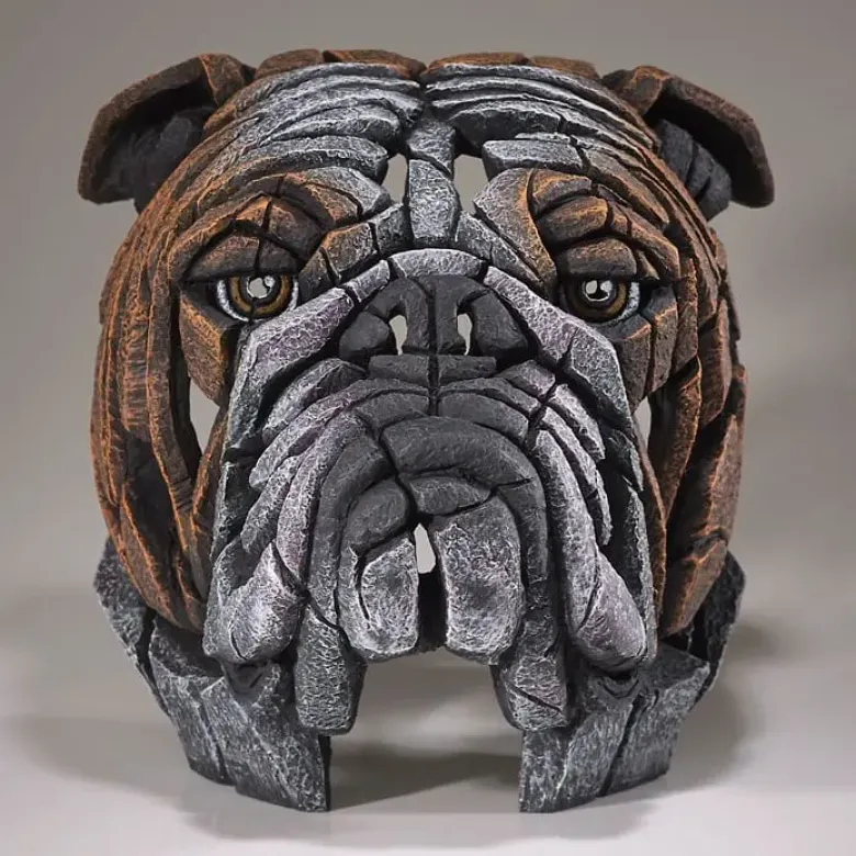 Edge Sculpture Bulldog Bust - Fawn