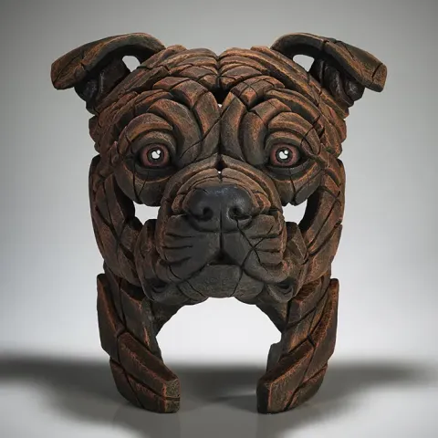 Edge Sculpture Staffordshire Bull Terrier Bust (Brindle)