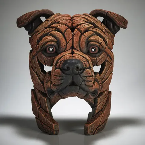 Edge Sculpture Staffordshire Bull Terrier Bust (Red)