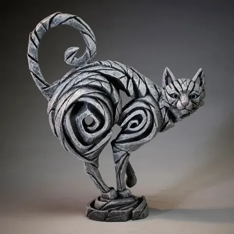 Edge Sculpture Standing Cat - White