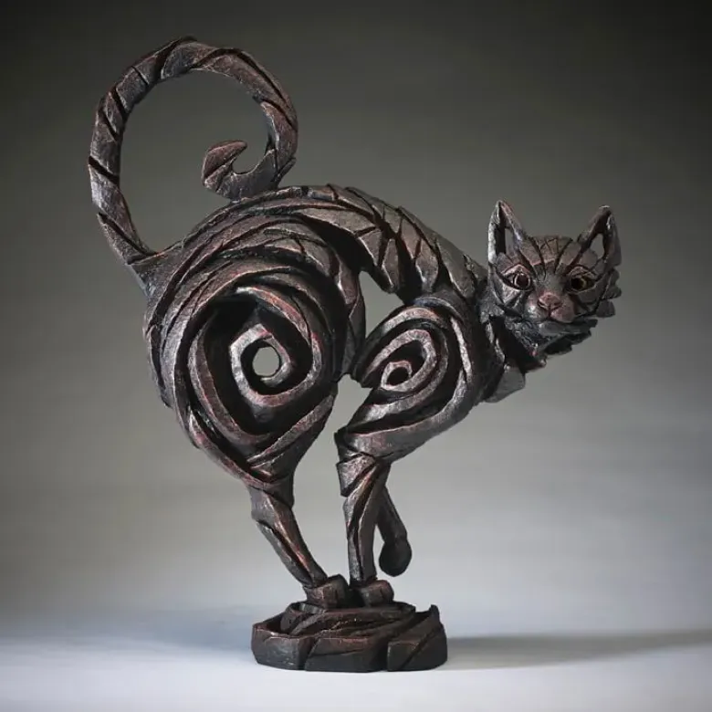 Edge Sculpture Standing Cat - Black