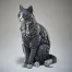 Edge Sculpture Sitting Cat - Black and White