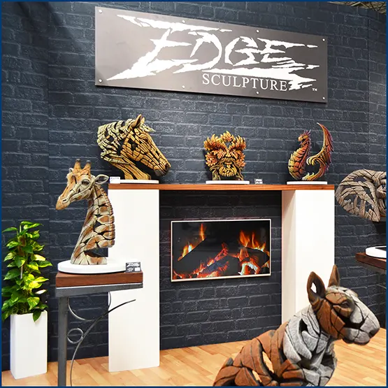 A picture of an Edge Sculpture exhibition display stand at a trade show