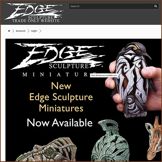 Example picture showing the Edge Sculpture Trade Only Website portal.