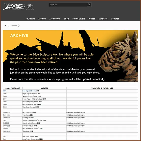 Example picture showing the Edge Sculpture online Archive