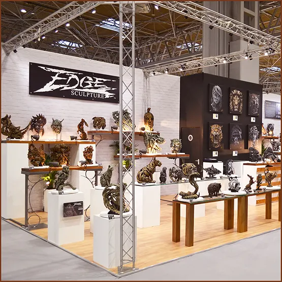 Picture of an Edge Sculpture exhibition display stand at a trade show